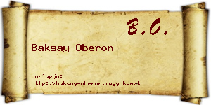 Baksay Oberon névjegykártya